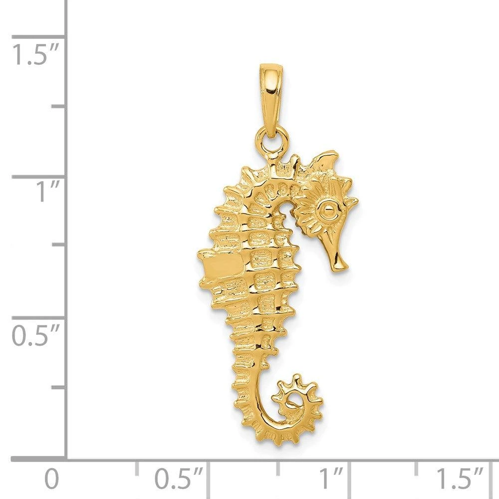 Diamond2Deal 14k Yellow Gold 3-D Seahorse Pendant 4