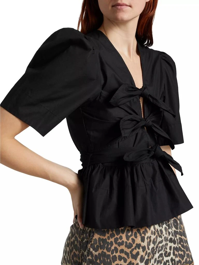 Ganni Tie-Front Cotton Blouse 6