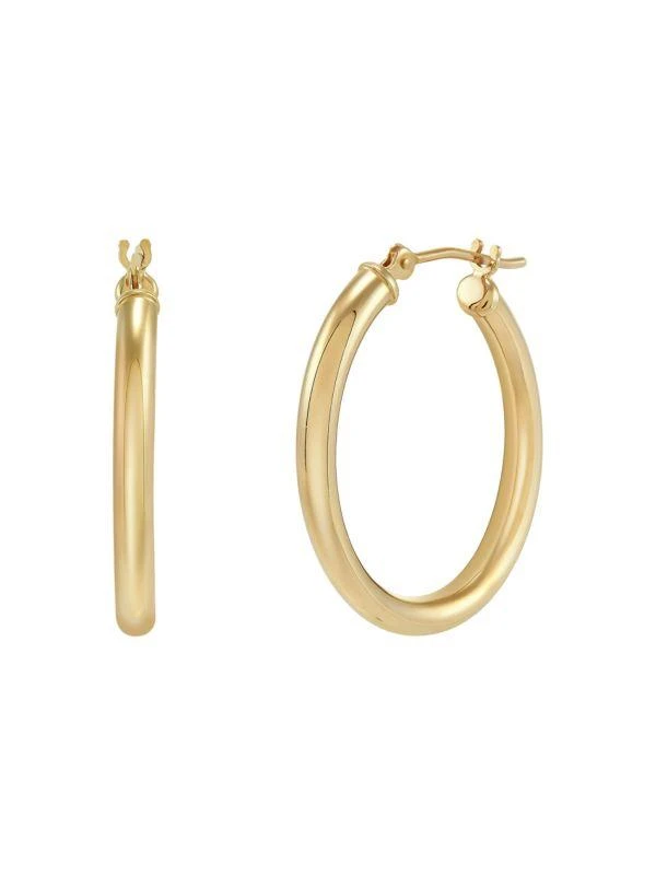 Saks Fifth Avenue 14K Yellow Gold Round Tube HoopEarrings 1