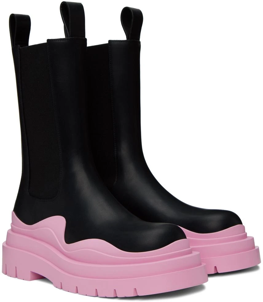 Bottega Veneta Black & Pink Tire Chelsea Boots 4