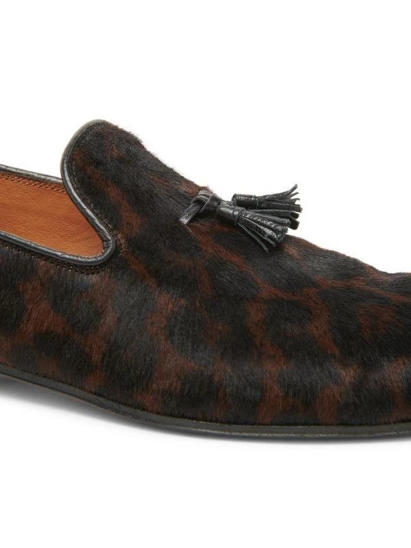 Tom Ford Leopard-Print Calf-Hair Slippers 6