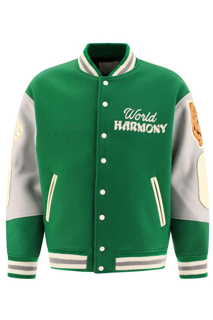 Shop Saint Michael X Shermer Academy Pigeon Varsity Jacket on Sale