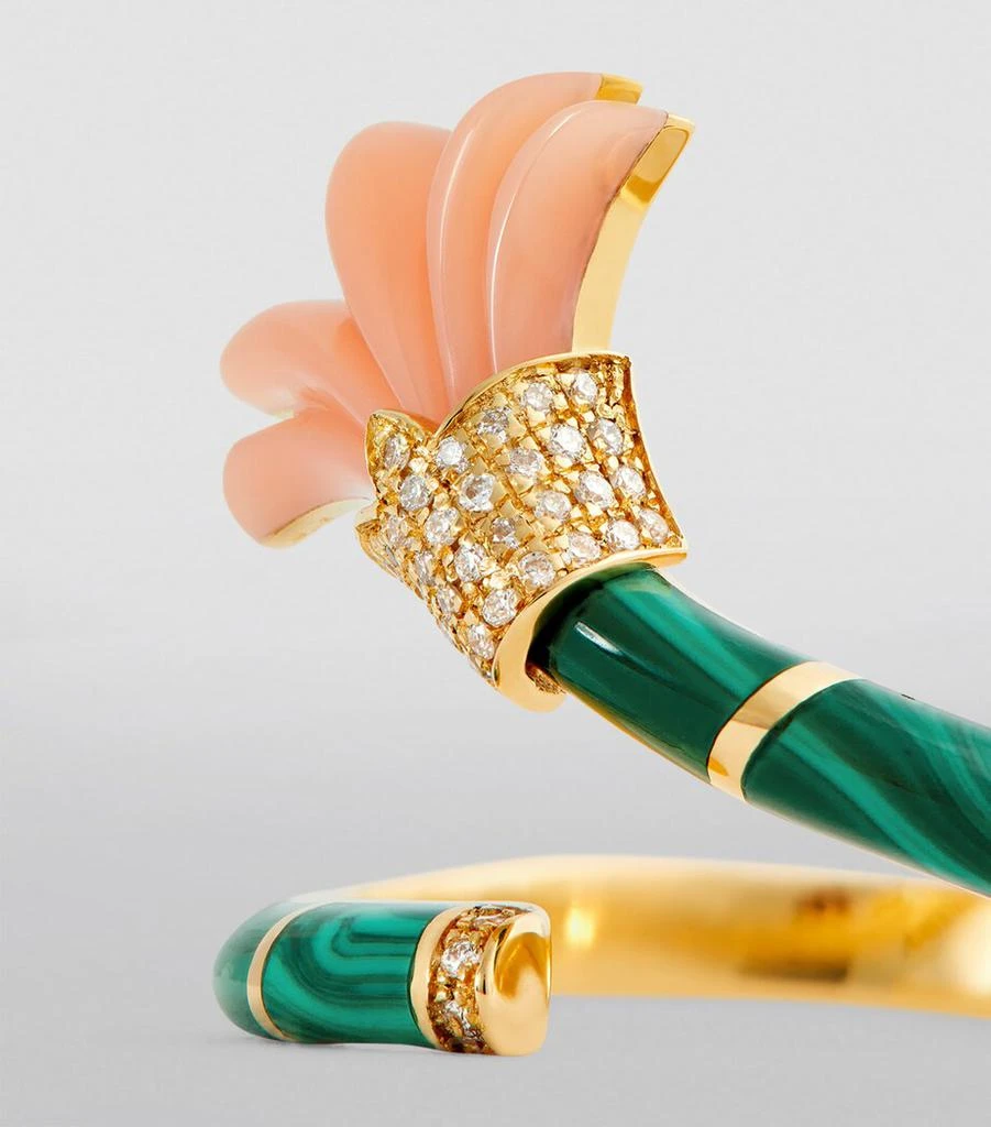 L'ATELIER NAWBAR Yellow Gold, Diamond, Coral and Malachite Psychedeliah Ring 6