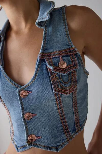 True Religion True Religion Scoop Neck Super QT Flap Denim Vest Top 2