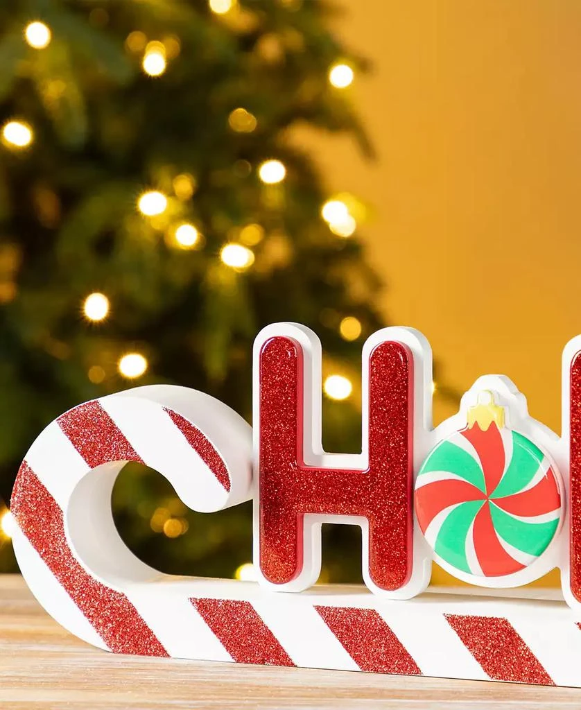 Glitzhome 19" Christmas Wooden Epoxy HOHOHO Candy Cane Table Décor 4