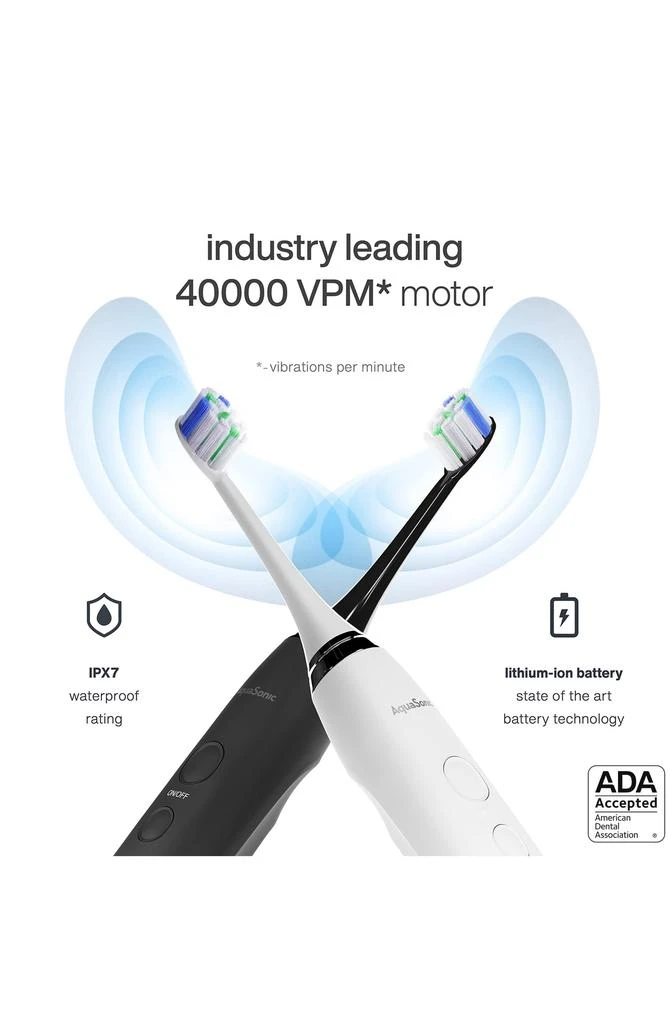 AquaSonic Duo PRO - Dual Handle Whitening Smart Toothbrushes with UV Sanitizing Base & 10 DuPont Brush Heads & 2 Travel Cases 3