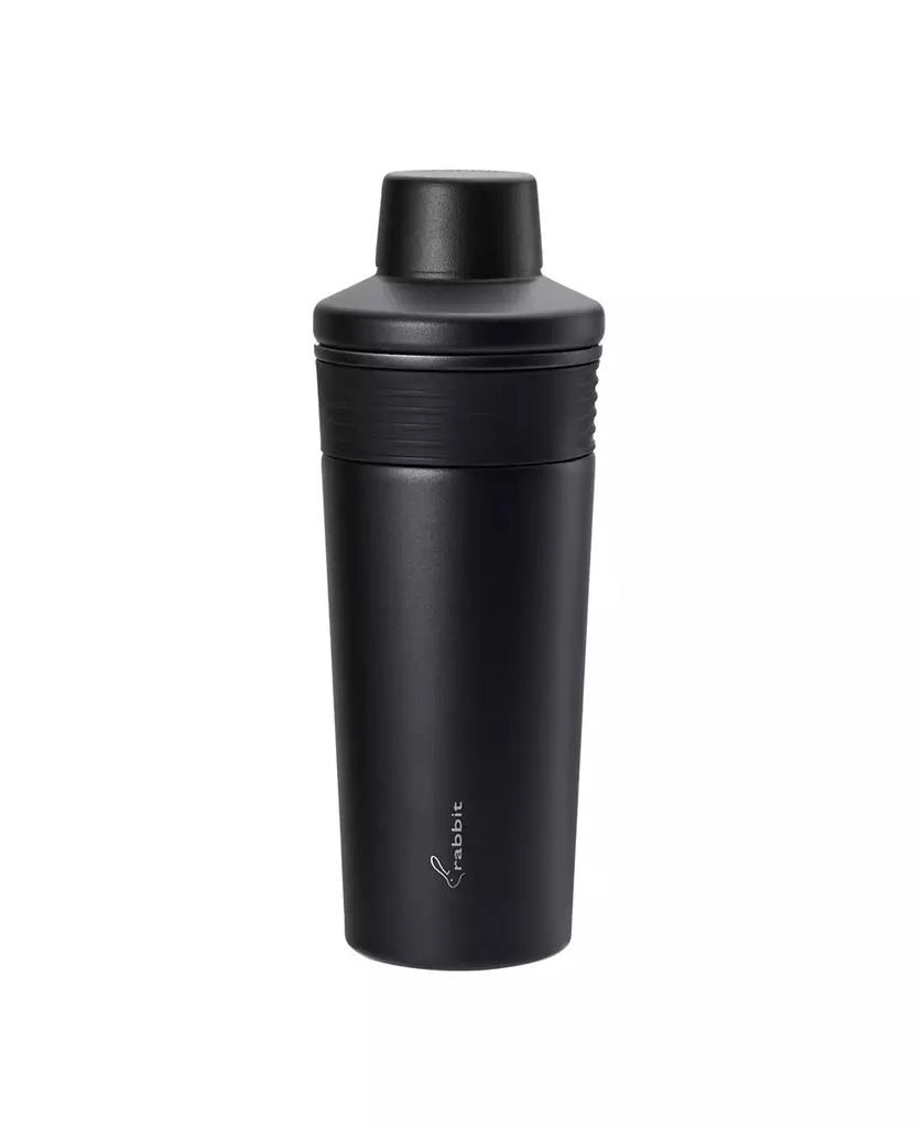Rabbit 18 oz Stainless Steel Cocktail Shaker, Multi-Use Stainless Steel Topper with 1.5 oz  shot Cap and Strainer 1