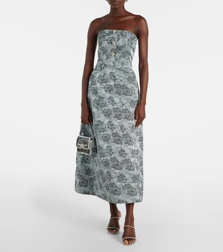 Ganni Strapless floral jacquard midi dress 2