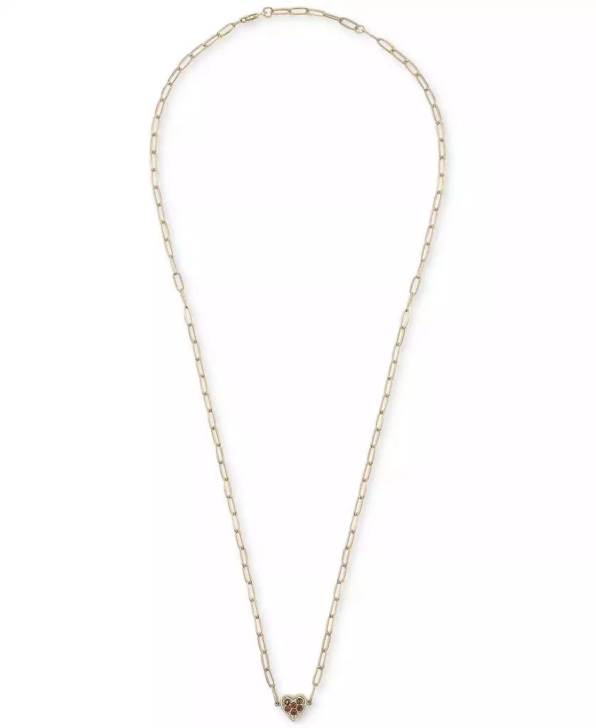 Macy's Garnet Heart Cluster Paperclip Link 18" Pendant Necklace (1/4 ct. t.w.) in 14k Gold-Plated Sterling Silver 3
