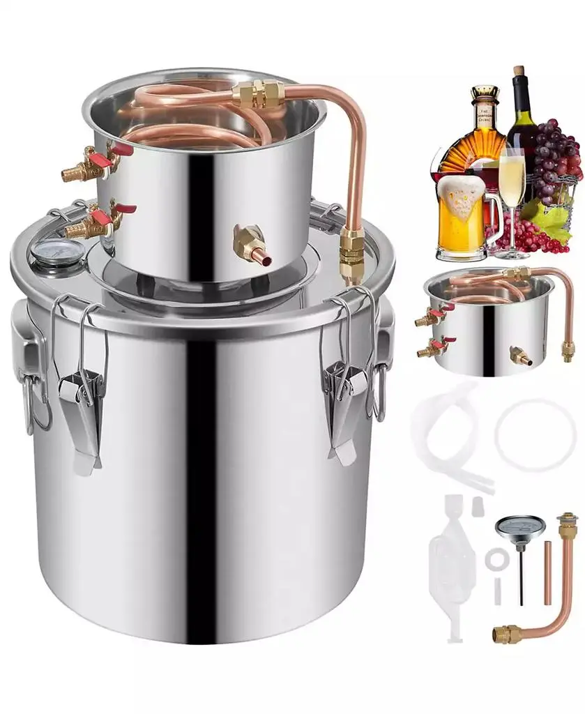 YOBTOP 12L Water Alcohol Distiller - 3GAL Copper Winemaking Boiler, Multi DIY Home Brewing Kit for Fruit Wine, Water, Brandy, Plant Extract Refining