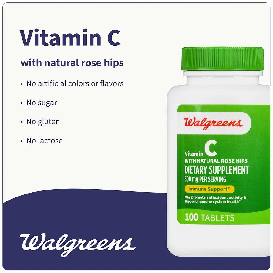 Walgreens Vitamin C with Natural Rose Hips 500 mg Tablets (100 days) 6