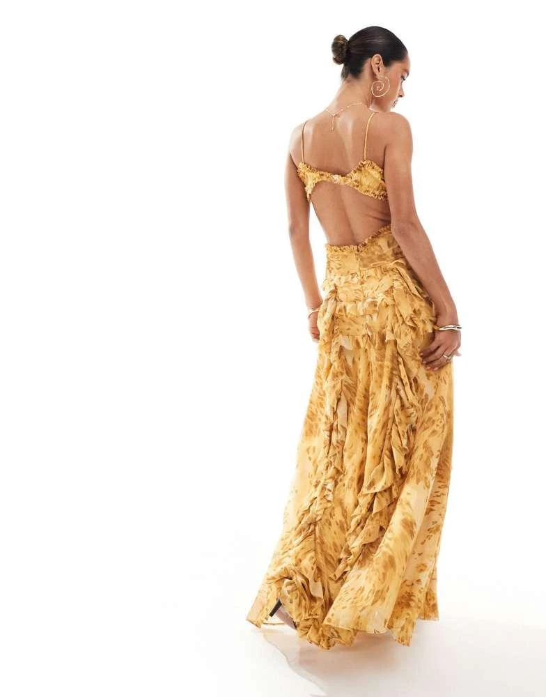 ASOS DESIGN frill detail cut out cami maxi dress in leopard print  On Sale  Now with Up to 16% Off | Discover Exclusive Deals & Savings at BeyondStyle   Authentic ASOS