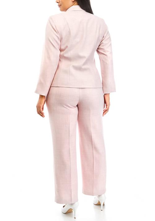 Le Suit Suit Womens Plus Size Notch Collar Two Button Jacket And Side Zip Pant Set