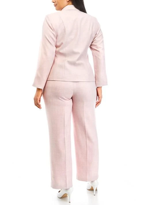 Le Suit Suit Womens Plus Size Notch Collar Two Button Jacket And Side Zip Pant Set 2