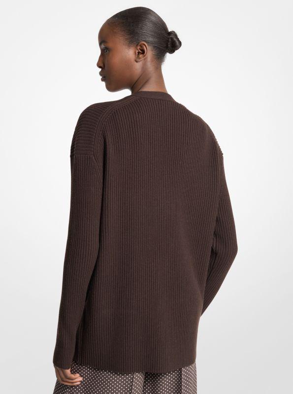 Michael Kors Ribbed Cashmere Blend Cardigan