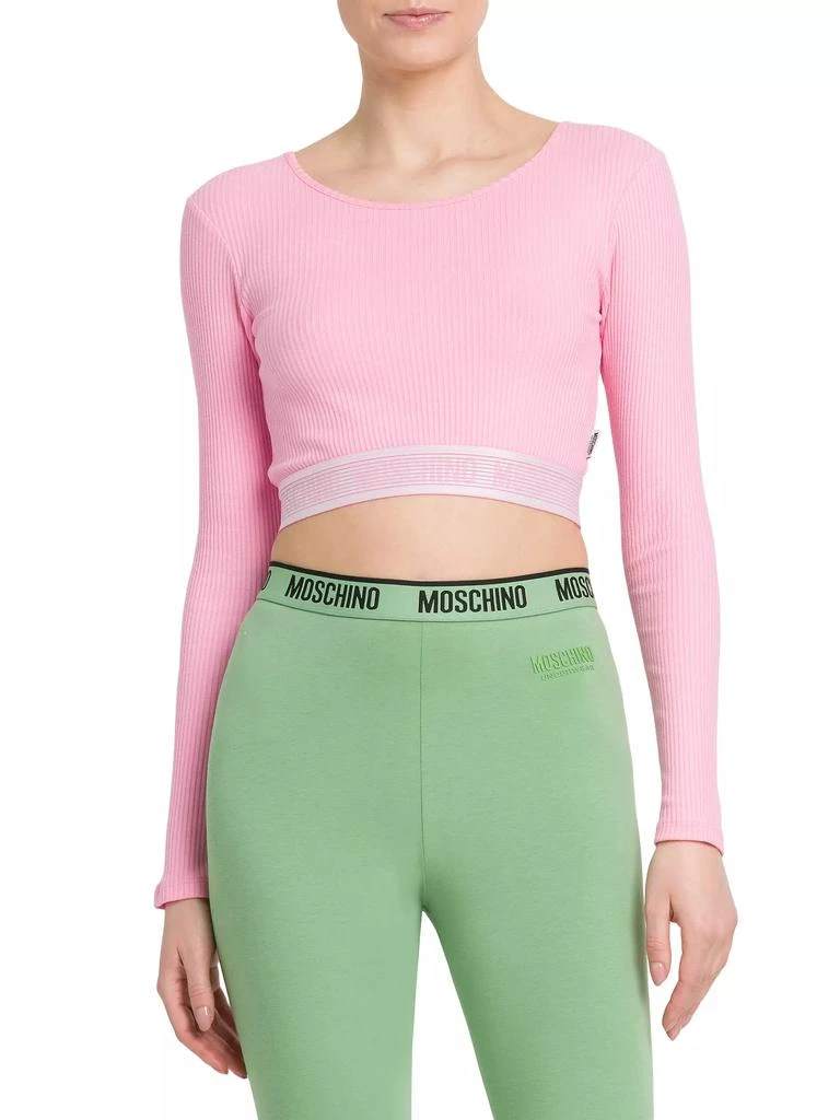 Moschino Logo-Banded Long-Sleeve Crop Top 3