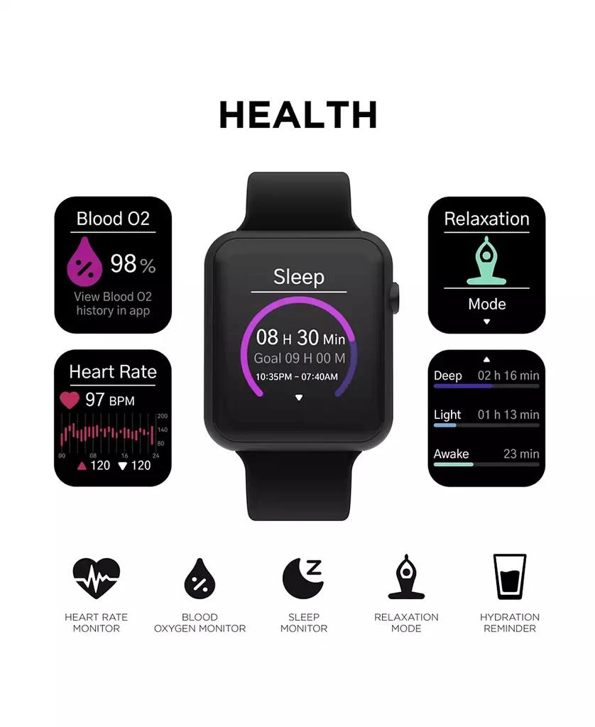 iTouch Air 4 Unisex Black Silicone Strap Smartwatch 3