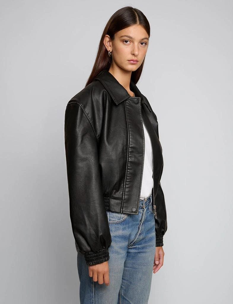 Pixie Market Padded Crop Black Leather Jacket 3