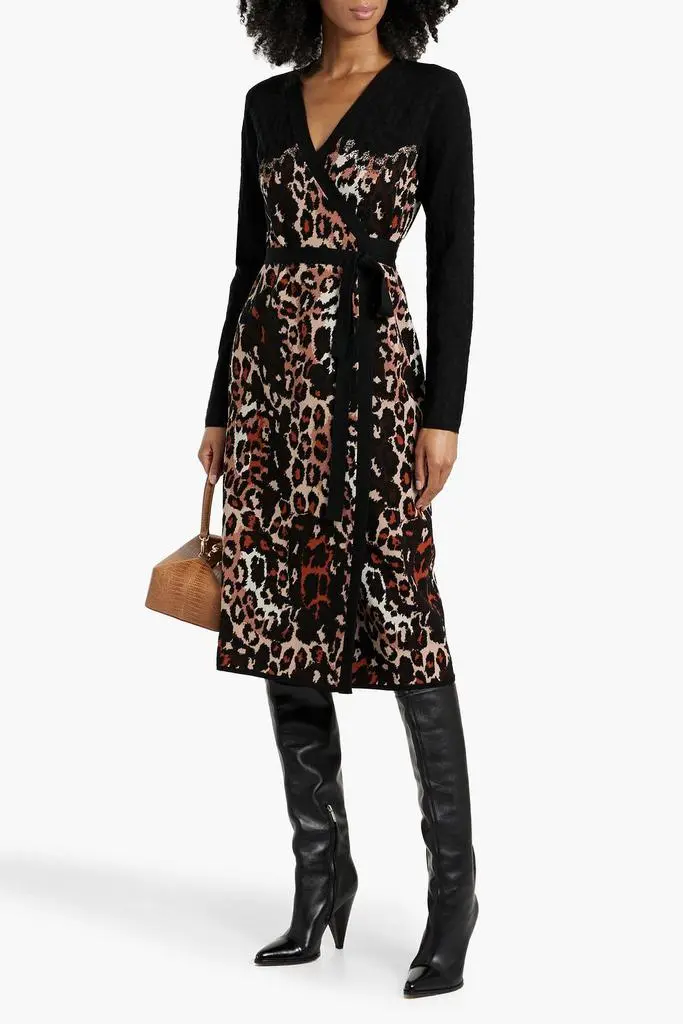Diane von Furstenberg Savannah jacquard-knit midi wrap dress 2