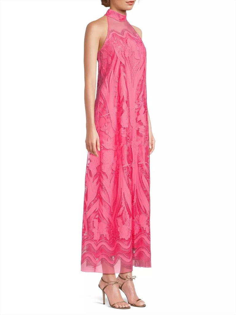 UNGARO Camila Mesh Lace Halter Maxi Dress 4