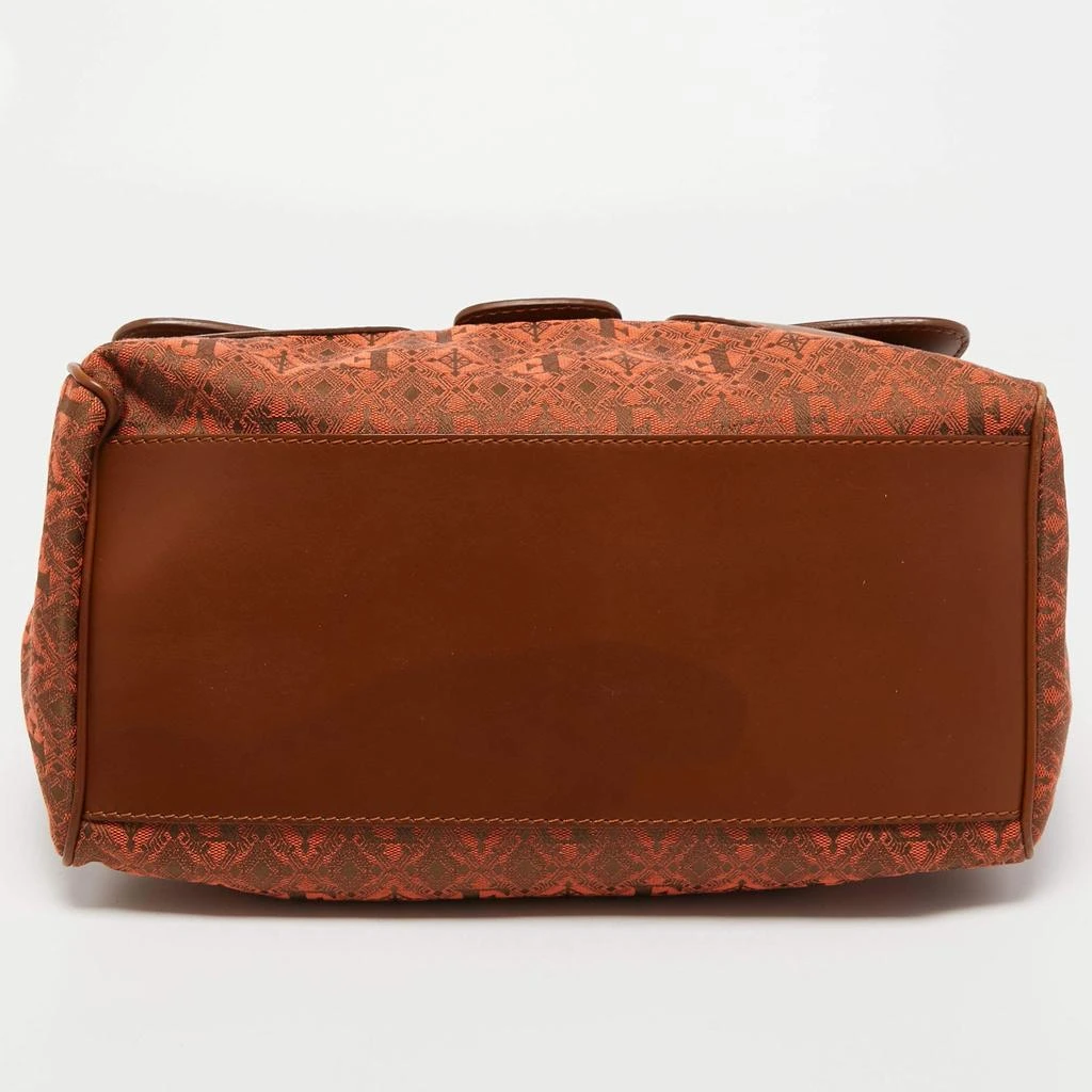 Gianfranco Ferre Gianfranco Ferre Brown Jacquard Fabric and Leather Flap Satchel 15