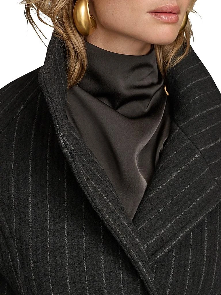 Donna Karan Pinstripe Wool-Blend Belted Trench Coat 6