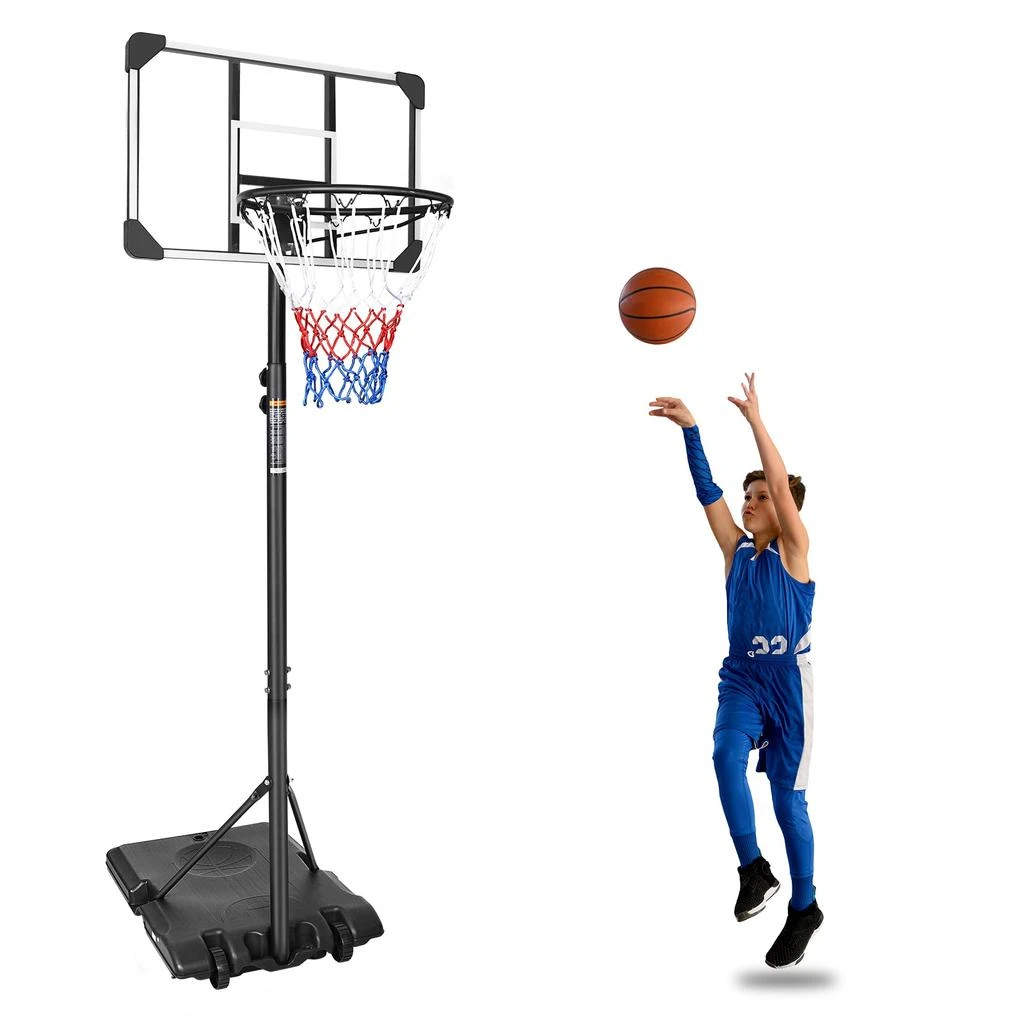 Streamdale Furniture Streamdale Basketball Goal Portable Basketball Hoop Indoor Outdoor Basketball Stand 5.6-7ft Adjustable 28in Backboard with Wheels 3