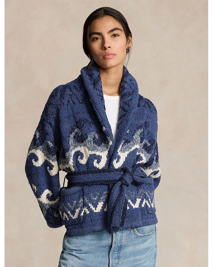 Ralph Lauren Intarsia Wave Motif Belted Cardigan 4