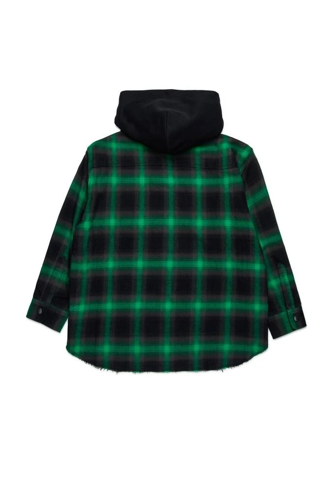 N°21 N°21 Kids Logo Patch Checked Hooded Shirt 2