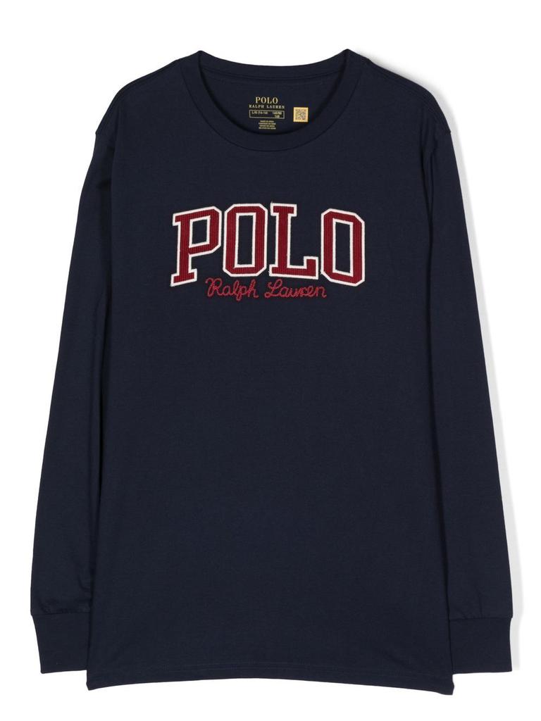 Ralph Lauren logo-embroidered long-sleeved top - kids -  -  - Blue