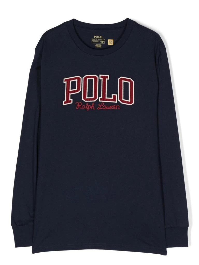 Ralph Lauren logo-embroidered long-sleeved top - kids -  -  - Blue 1