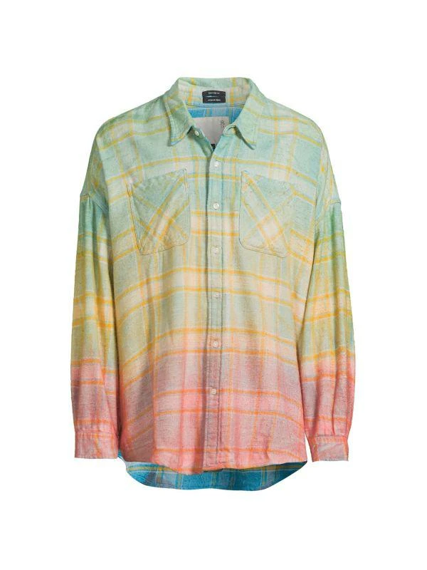 R13 Plaid Cotton Button-Front Shirt 5