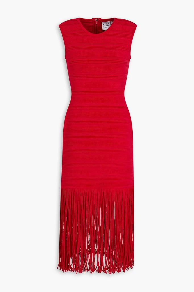 Herve Leger Fringed textured chenille midi dress 1