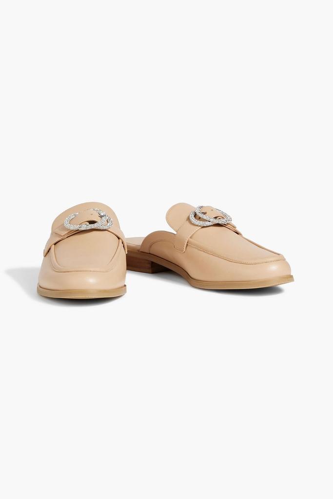 Stuart Weitzman Embellished leather slippers