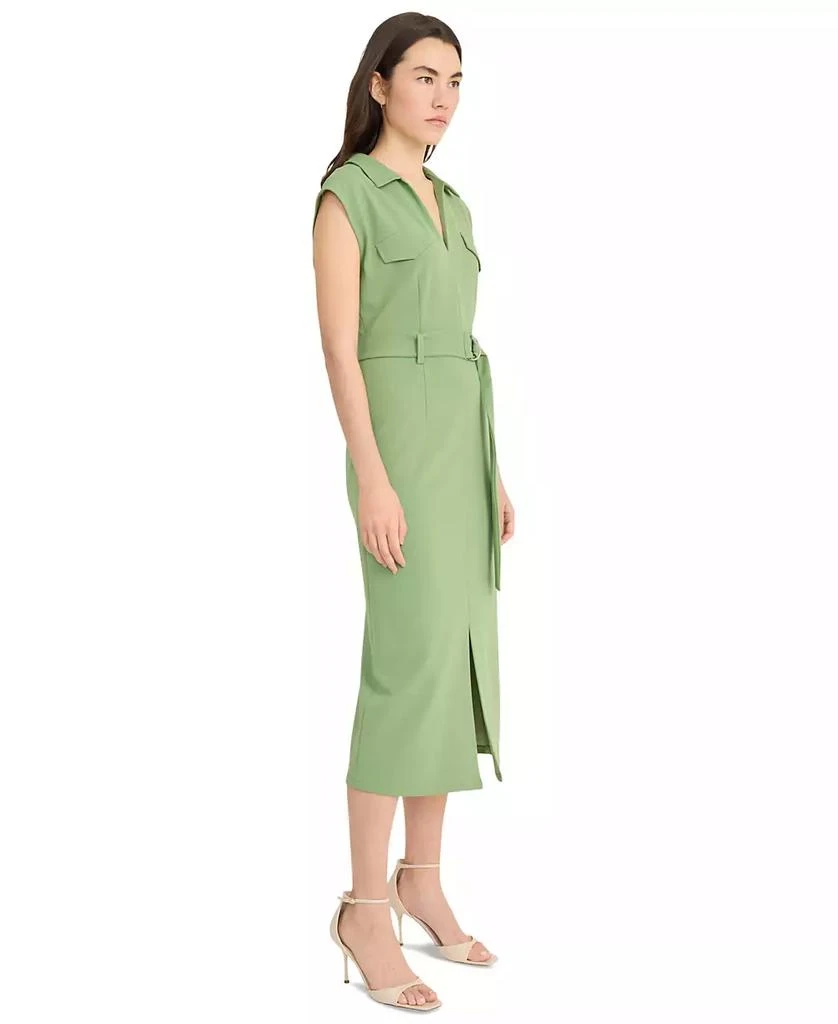 Donna Morgan Women's Belted Split-Neck Midi Dress 2
