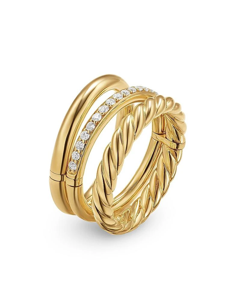 David Yurman DY Mercer Three Row Ring in 18K Yellow Gold 3
