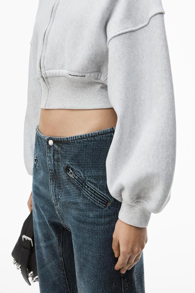 Alexander Wang cropped zip up hoodie in classic cotton terry 3