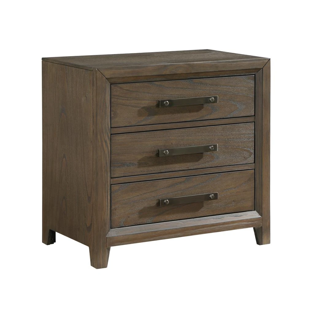 Simplie Fun Dark Walnut Finish Nightstand of 3 Drawers Classic Design Bedroom Furniture 1pc 2