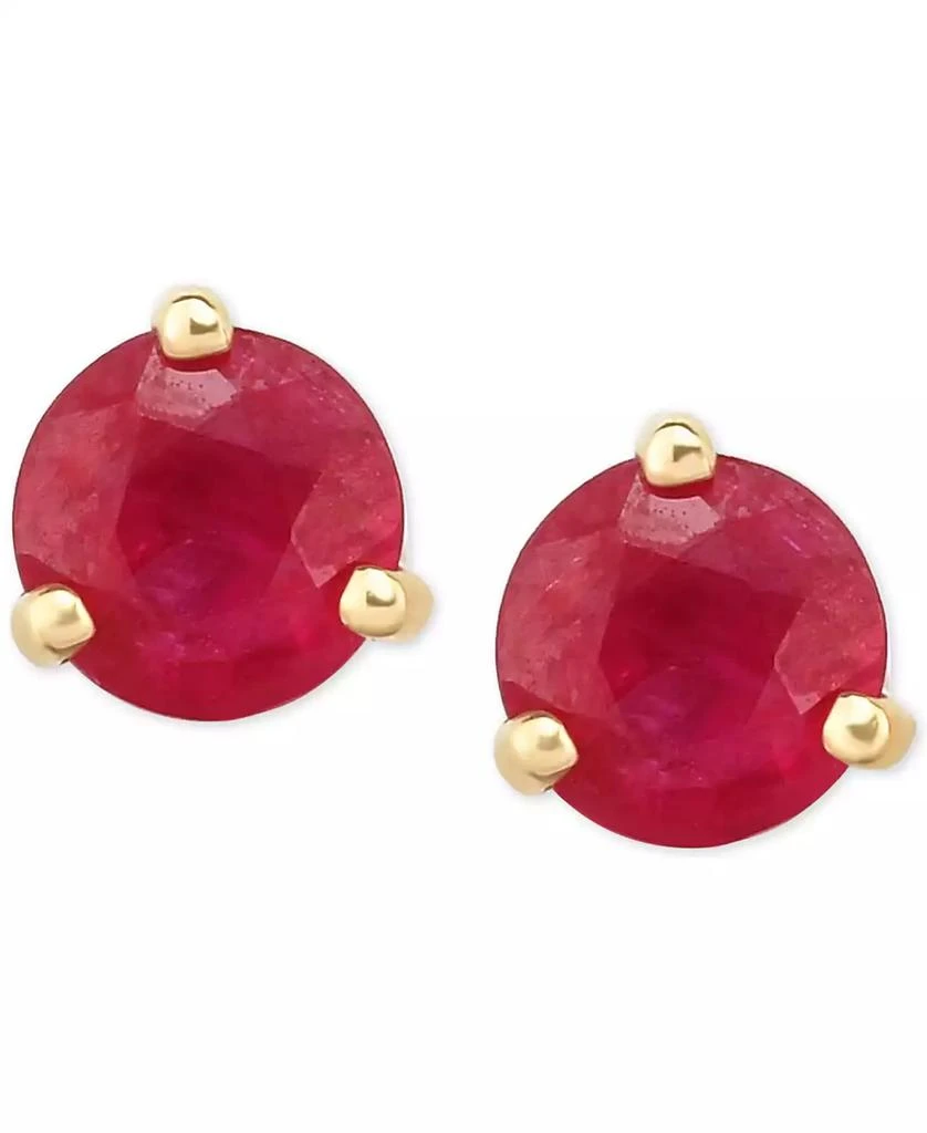Macy's Ruby Stud Earrings (1-1/5 ct. t.w.) in 14k Gold 1