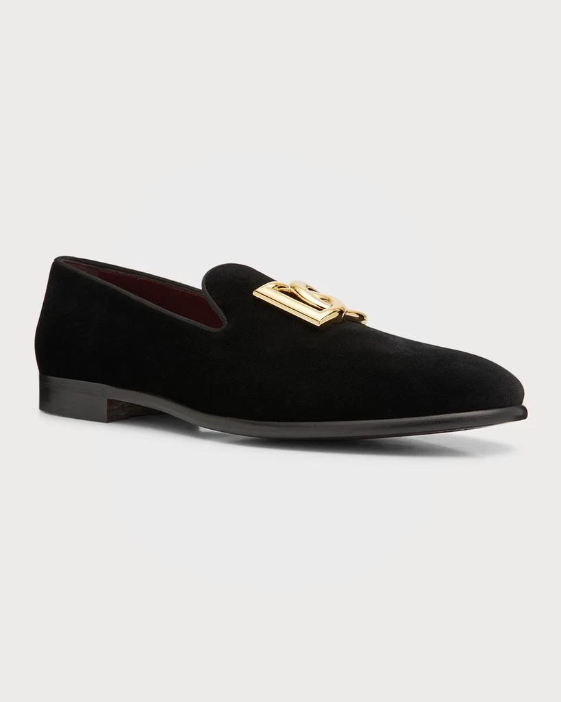 Dolce & Gabbana Men's Logo Velvet Dress Loafers 3