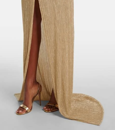 Costarellos Eva draped lamé gown 5