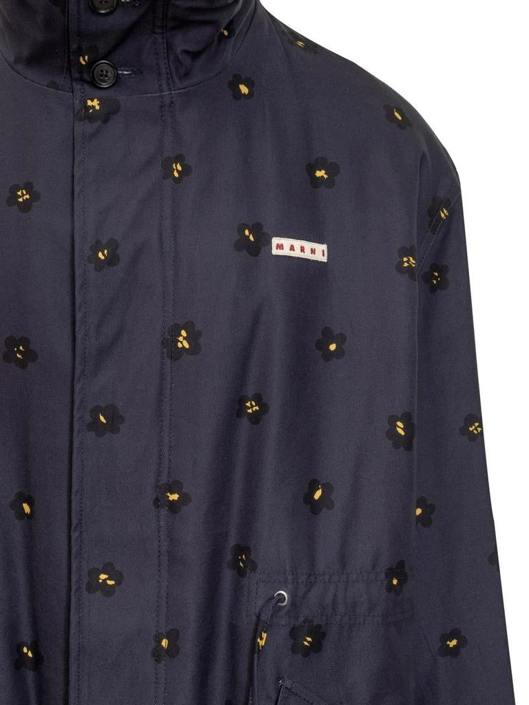 Marni Marni Draft Flower Trench Coat In Gabardine 4