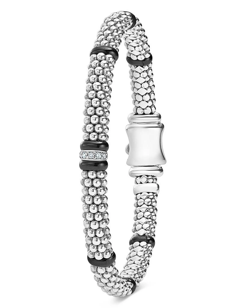 LAGOS Single Station Diamond Black Caviar Bracelet in Sterling Silver 5
