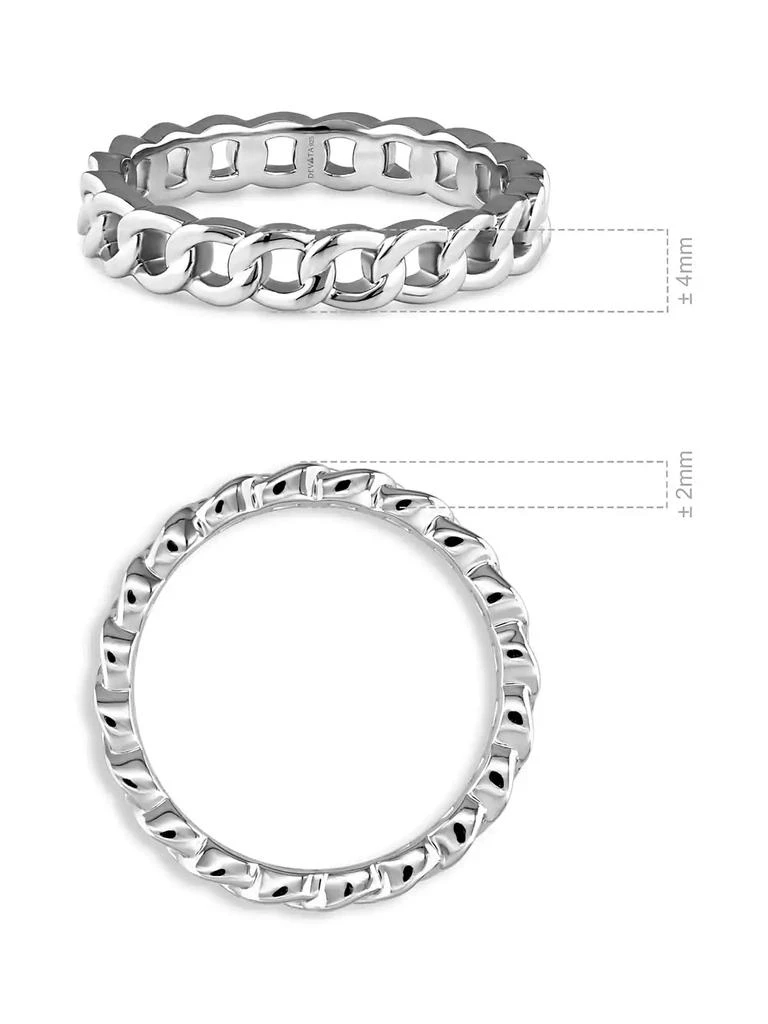 DEVATA Curb Link Ring in Rhodium Plated Sterling Silver, Size 9 4