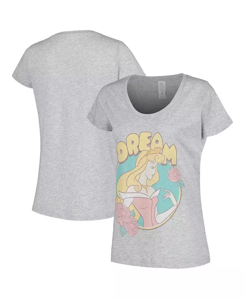 Mad Engine Women's Heather Gray Sleeping Beauty Dream Aurora Scoop Neck T-shirt