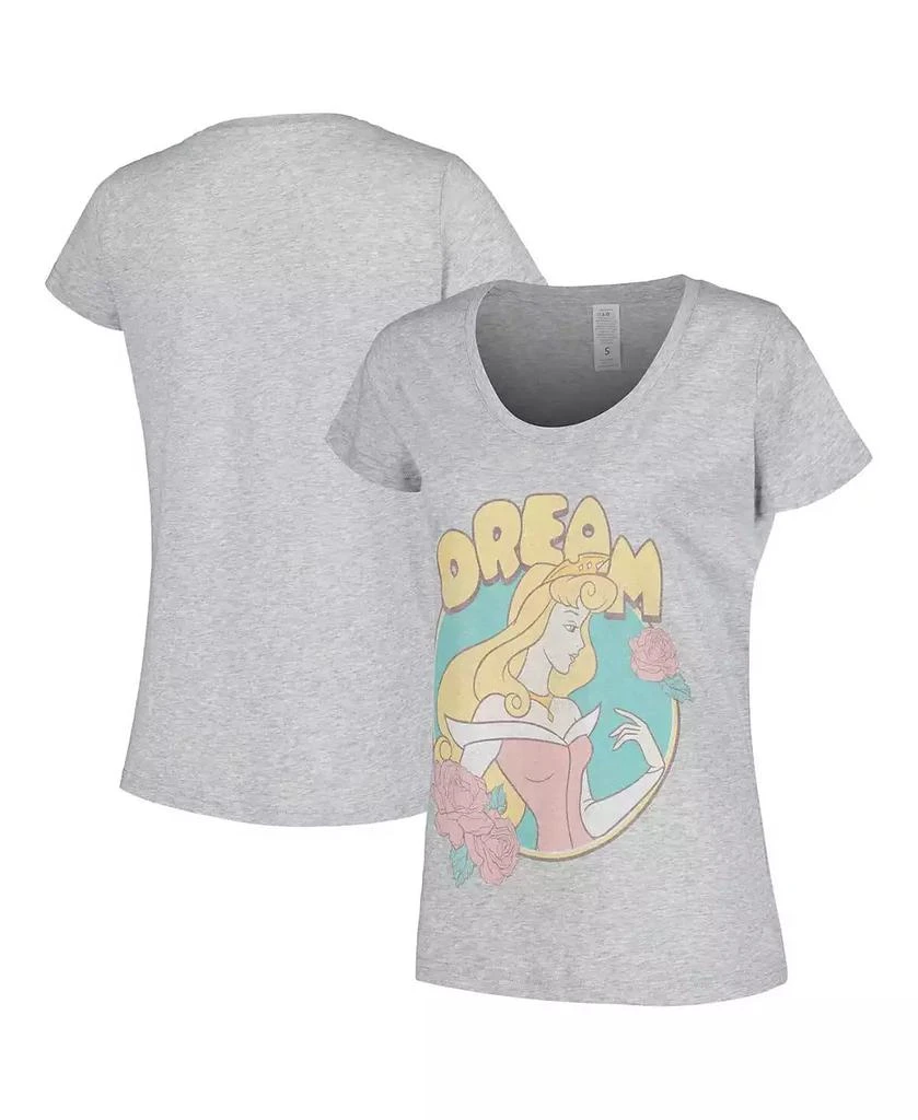 Mad Engine Women's Heather Gray Sleeping Beauty Dream Aurora Scoop Neck T-shirt 1