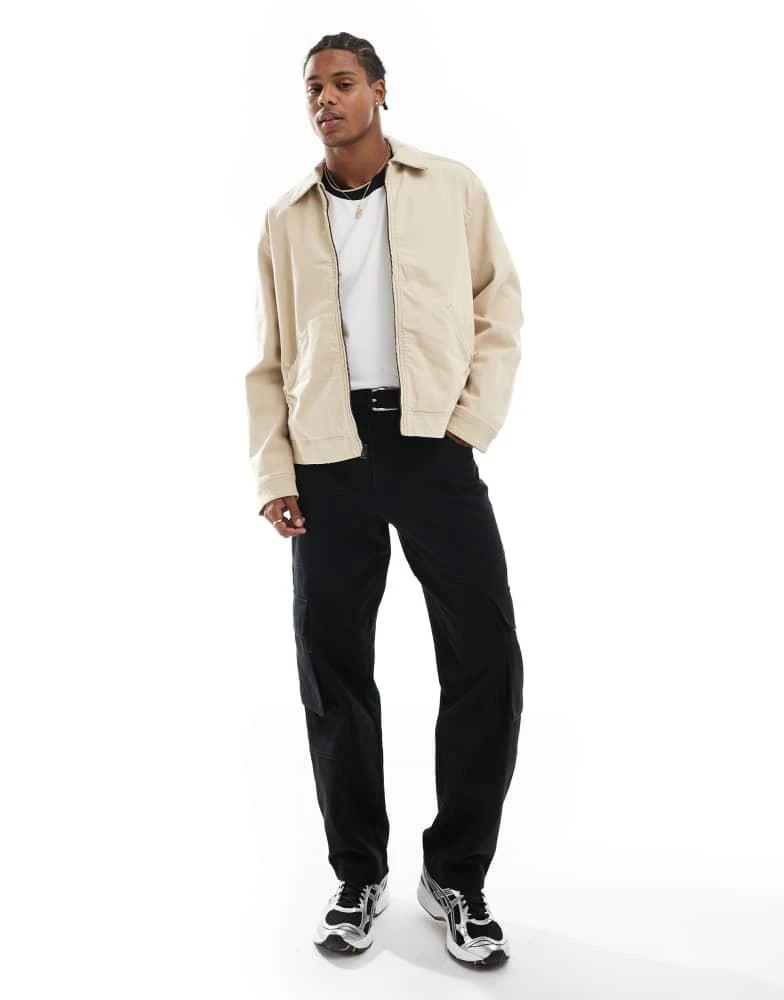 HOLLISTER Hollister boxy fit cord collar workwear jacket in beige 2