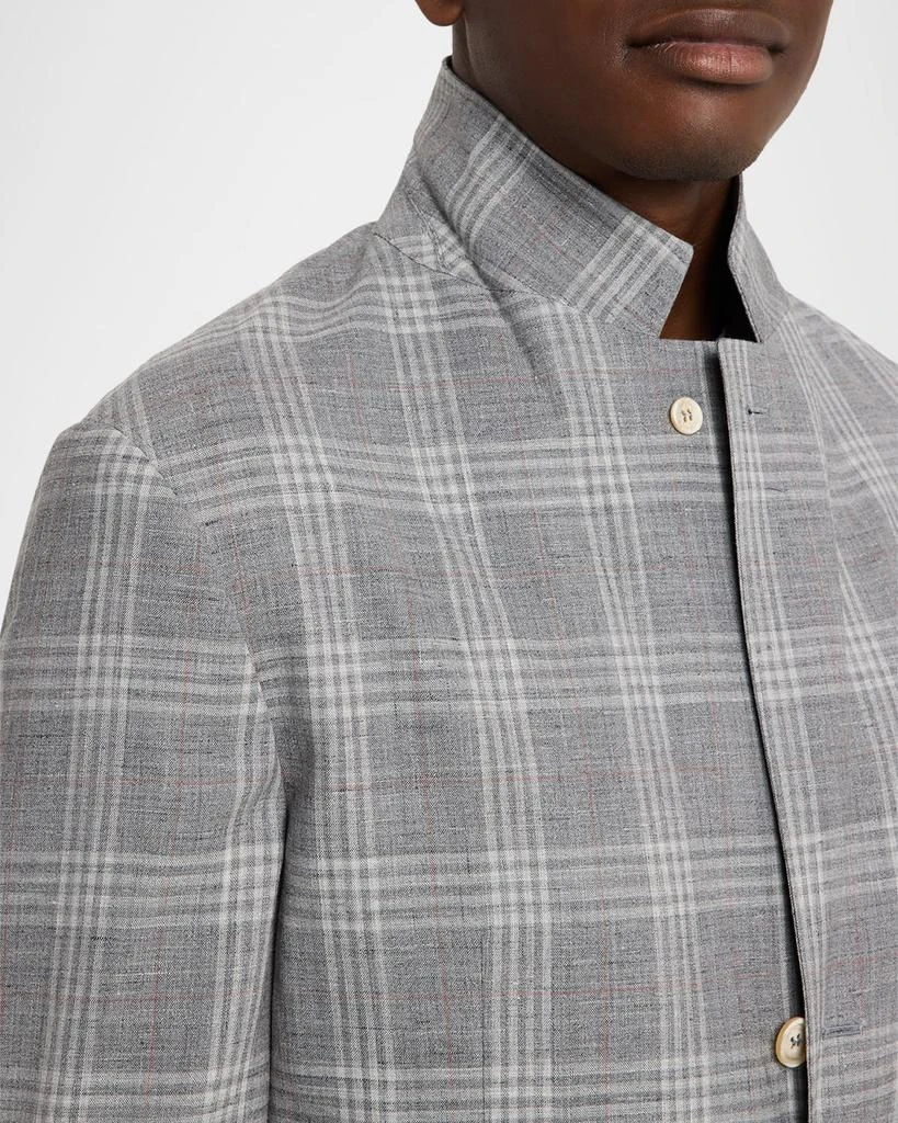 Brunello Cucinelli Men
s Wool, Silk and Linen Plaid Single-Breasted Suit Jacket 6