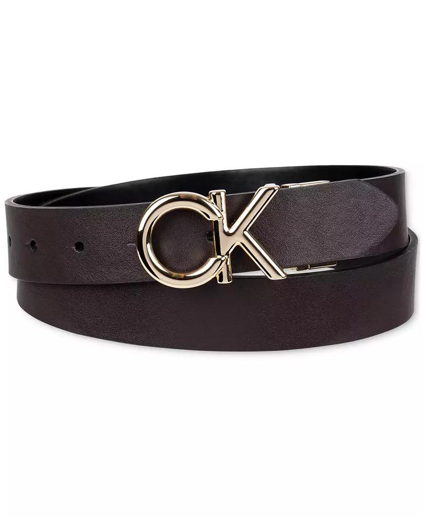 Calvin Klein Women's Reversible Puffed CK Monogram Buckle Belt