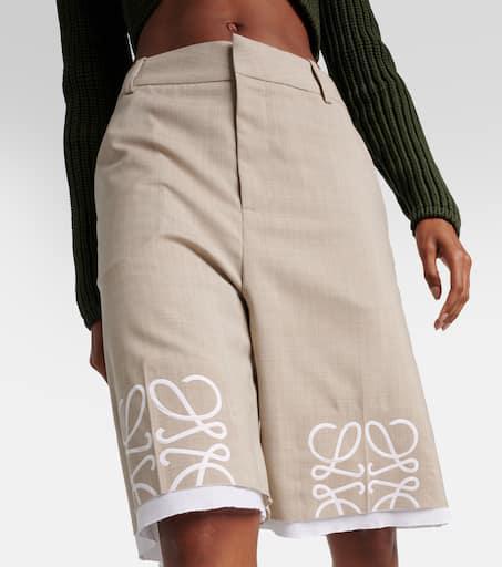 Loewe Anagram cutout wool Bermuda shorts - Shorts - Free